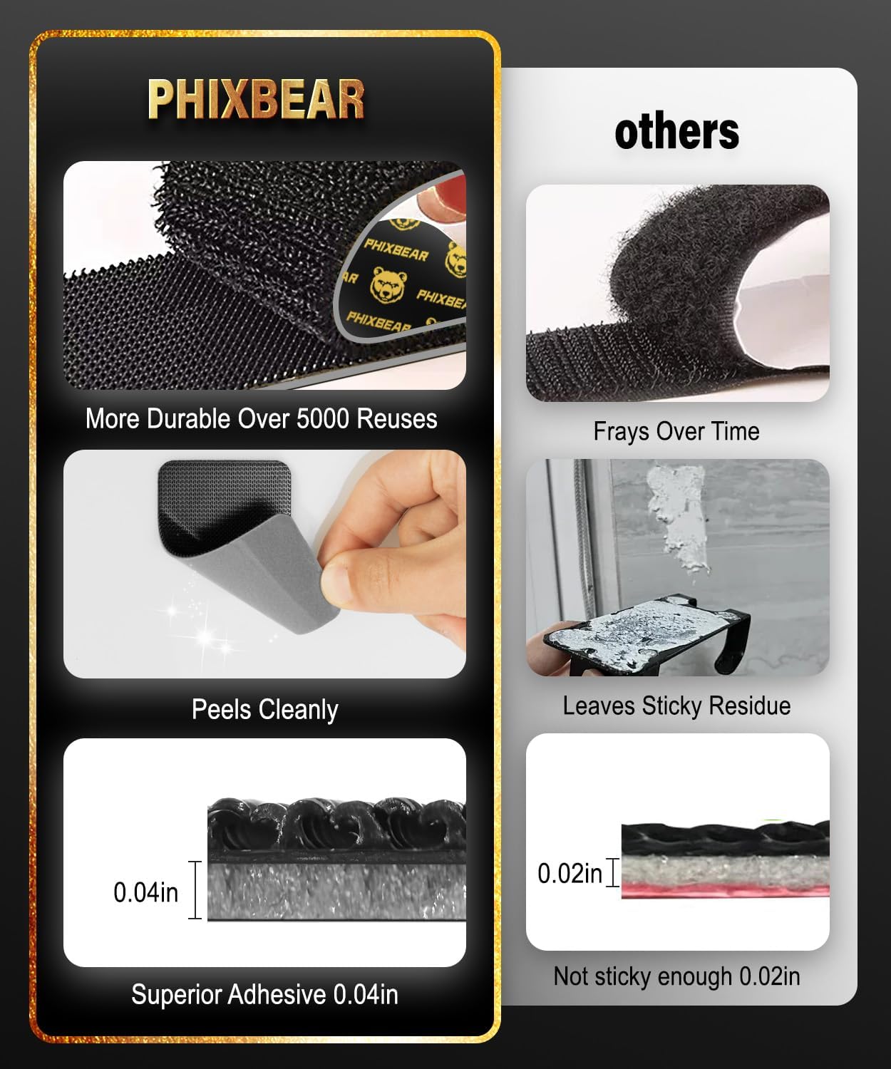 Hook and Loop Strips with Super Adhesive Heavy Duty, Heat Resistant Waterproof, 4 Sets 3.6"x2" Square & 8 Sets 2" Round, Car Mats Outdoor or Indoor Use - Image 3