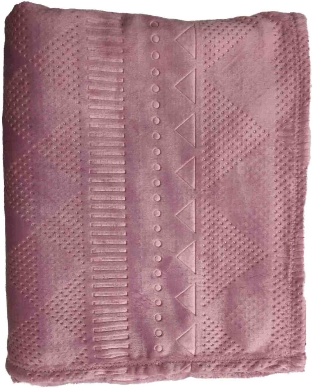 The Big One Super Soft Plush Throw Blanket Oversized 60 x 72 Embossed Mauve Pink
