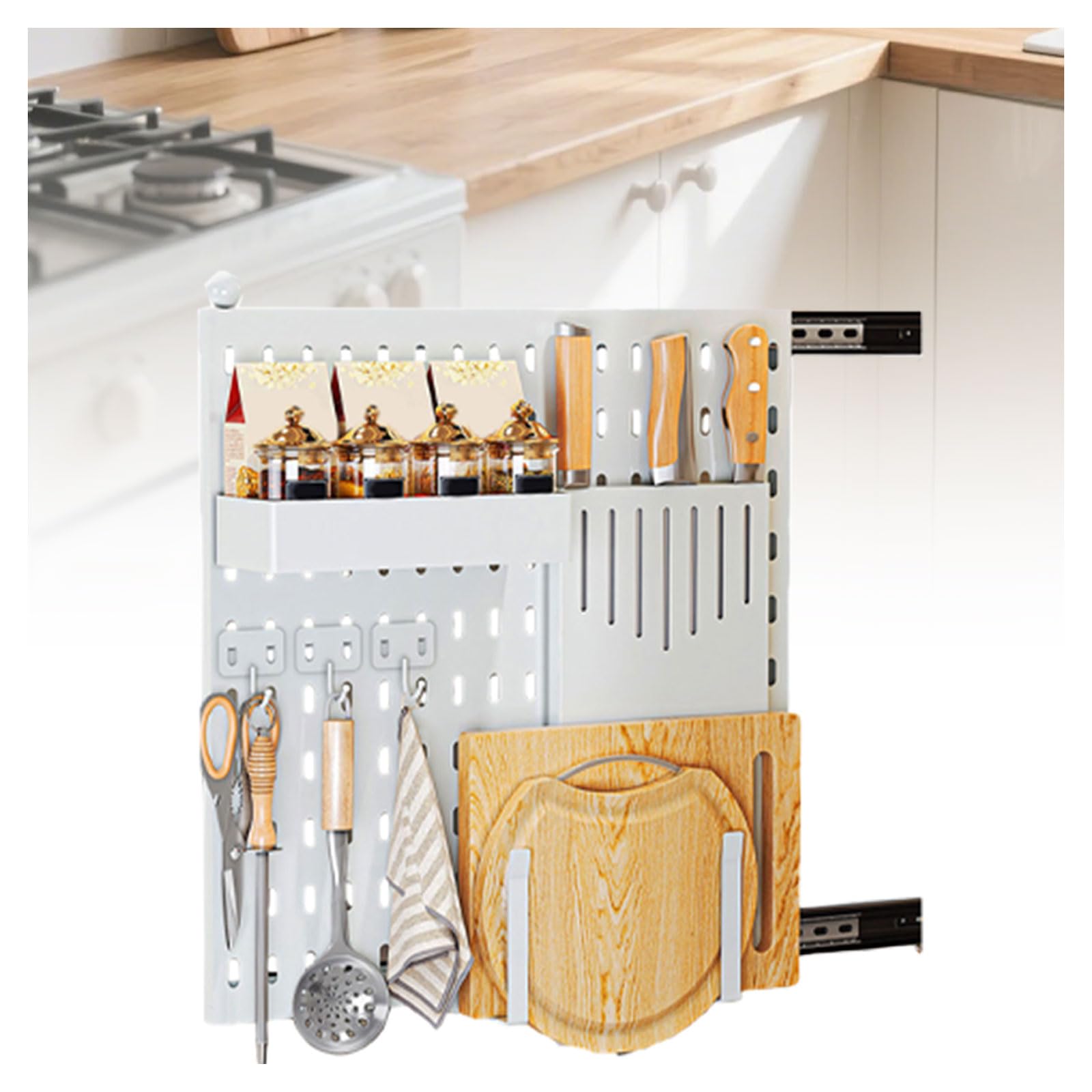 Organizador para debajo del fregadero vertical con tablero perforado
