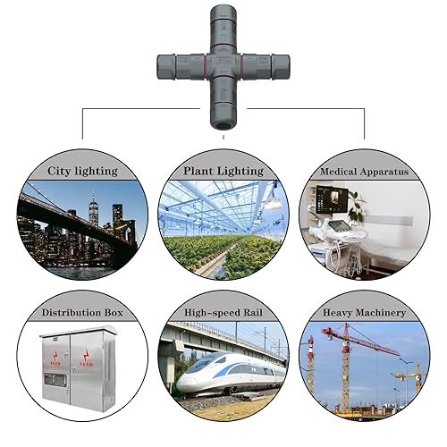 Miniatura 8 de AOHUA Caja de conexiones de 4 vías de 3 pines IP68 impermeable conector de cable de alimentación Ø5.0.000 in - 0.374 in Rango (CA 300 V, 20 A), UL