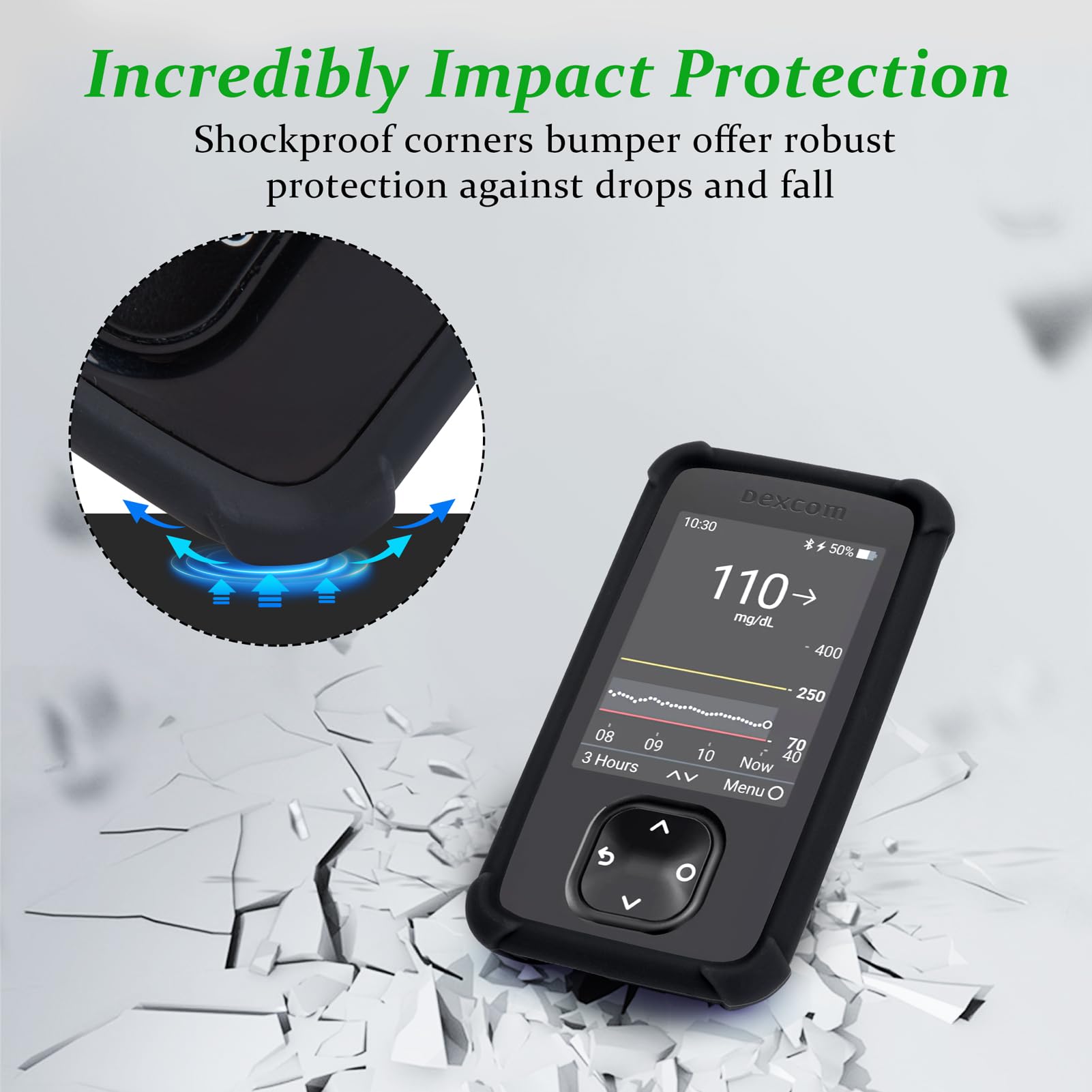 dexcom G7 receiver Case - Shockproof Silicone Case Protect Your dexcom G7 Receiver, Anti-Slip Anti-Drop Cover by YOUSHARES(Black) - Image 3