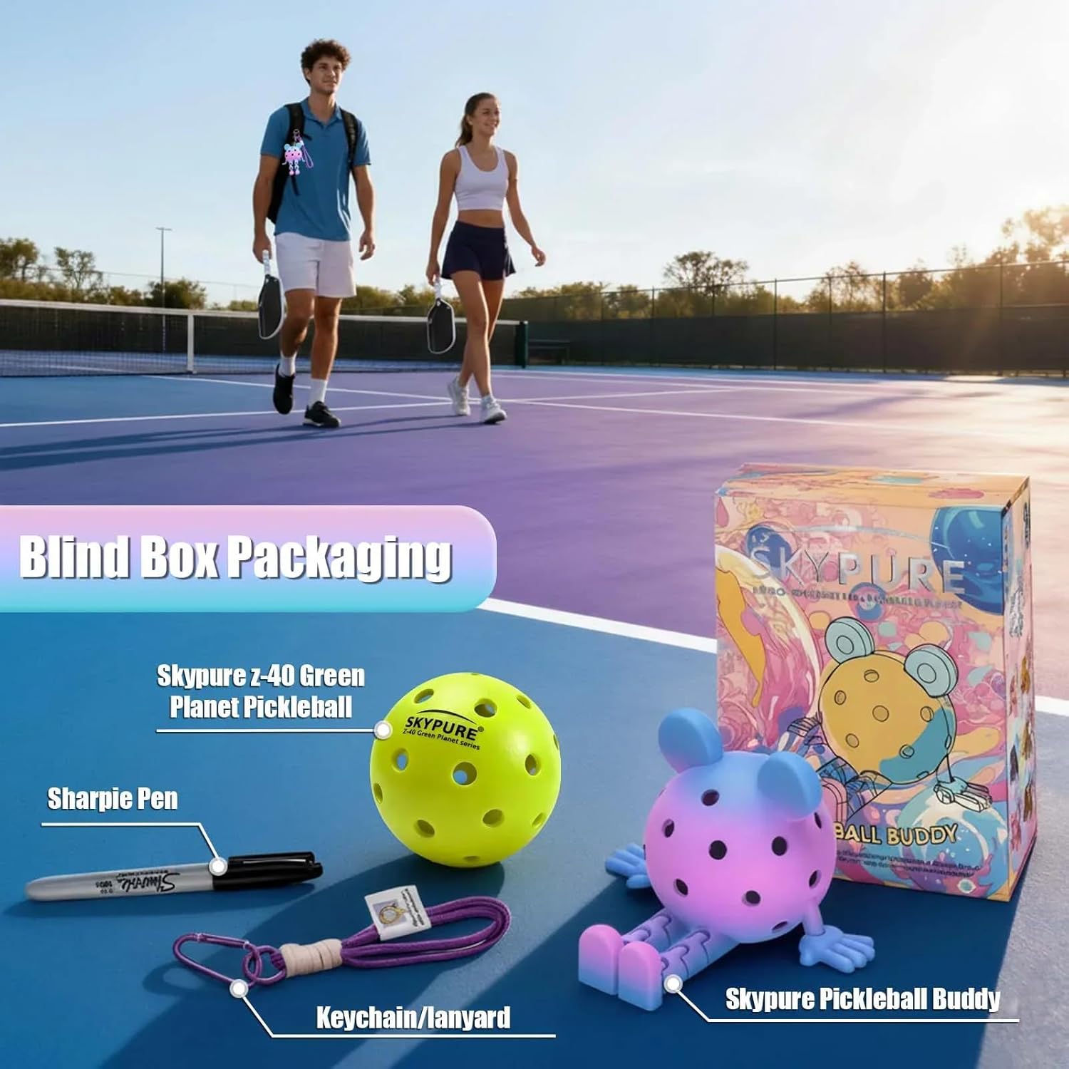 Pickleball Buddy Blind Box (Officially Licensed) Natural Corn Material Collect Lucky Edition to Win The Grand Prize Worth 220bucks Bonus a Free U.S. Signature Pen