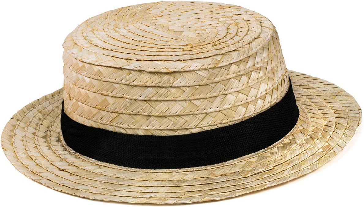 Tigerdoe Skimmer Hat – Amish Hat, Boater, Straw Hat, Sailor, Roaring 20's - Costume Accessories Tan