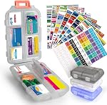 2 Pcs Travel Pill Organizer avec des étiquettes, Portable Travel Medicine Daily Pill Container Organizer 7 Entreposage de cas de pilules de jour Huile de poisson de vitamine (Blue & Rouge, 320 Lingots de médecine)