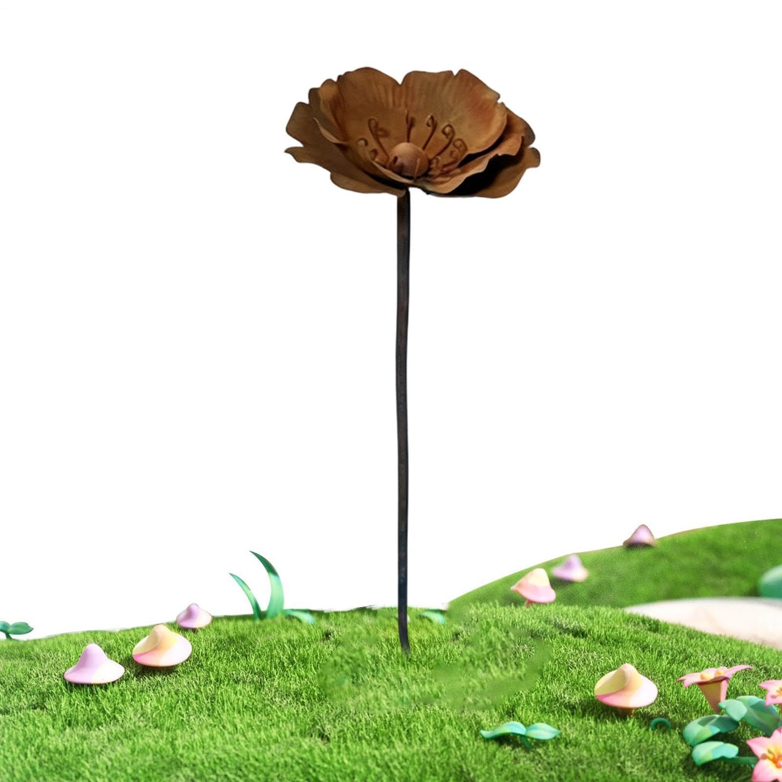 Fleurs en métal rouillé pour la pelouse de votre cour et parterres fleuris