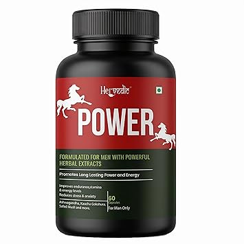 Hervedic Power Ayurvedic Tablets for Men – Herbal Wellness Supplement with Shilajit, Ashwagandha, Gokshura & Safed Musli – Supports Vitality, Strength, Stamina & Daily Energy (60 Capsules)