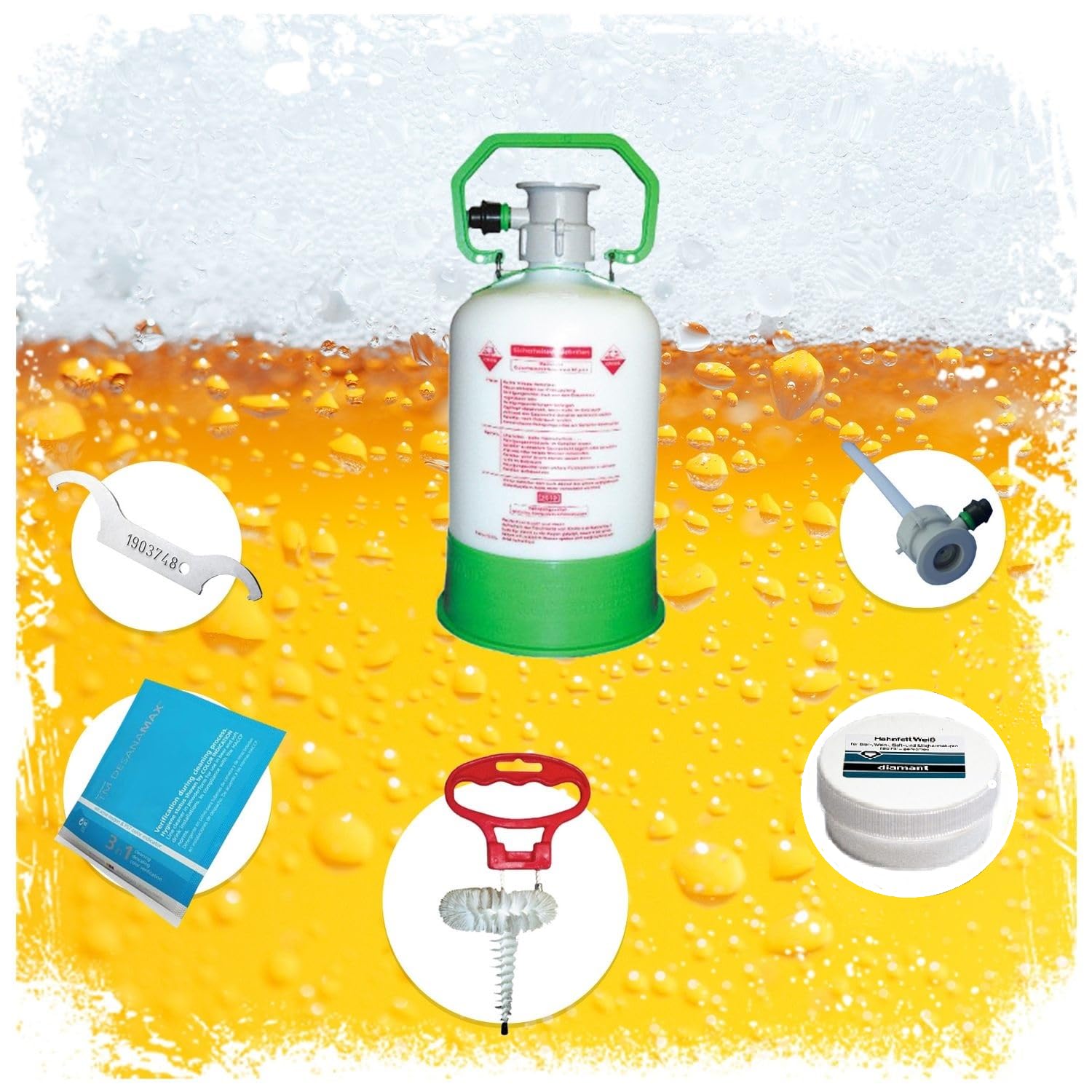 Set per la pulizia Easy, attacco piatto, BEVI - Power Powder - Alcalina, spazzola: Köpi e cestino