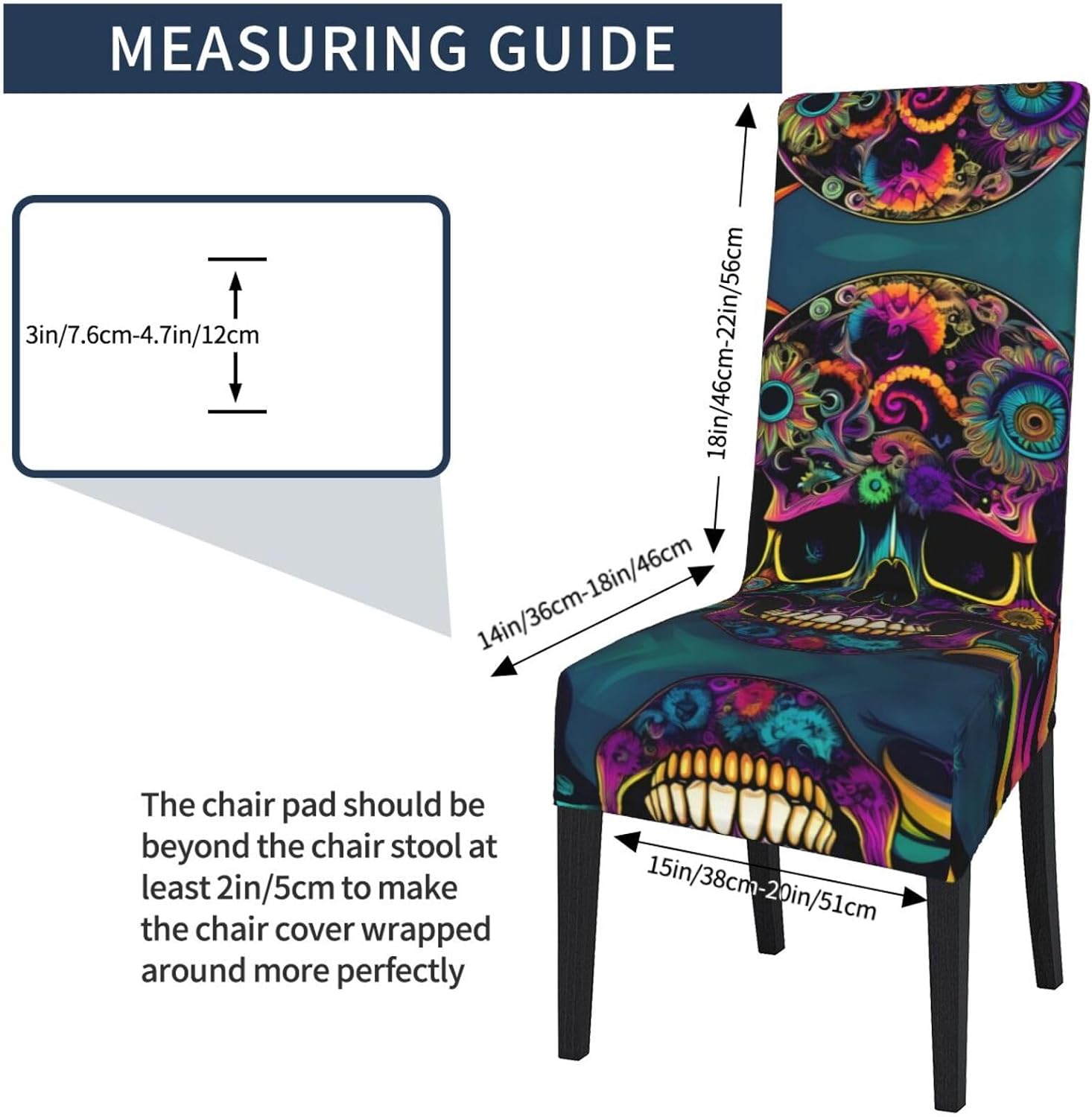 Psychous Skeleton Prints Dining Chair Throw Covers – Stretchy Spandex Furniture Layers for Refreshing Your Space - No Ironing Needed