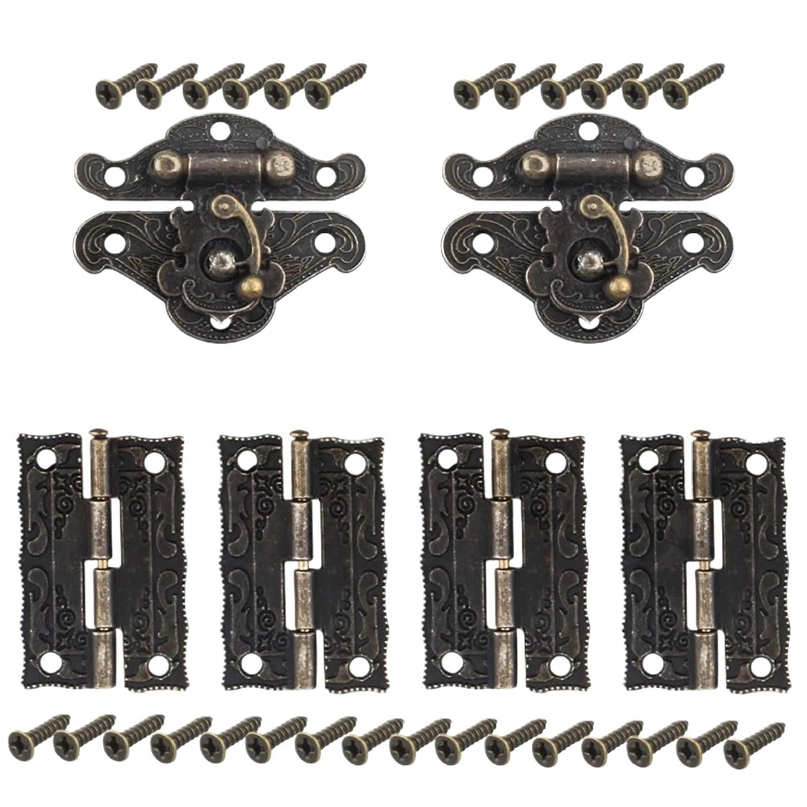 6pcs Antique Bronze Cabinet Door Hinge with Screws