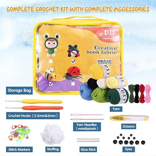 Miniatura 2 de LIHAO Kit de ganchillo de ganchillo, kit de tejido de animales de ganchillo para adultos y niños con paquete completo de material de iniciación,