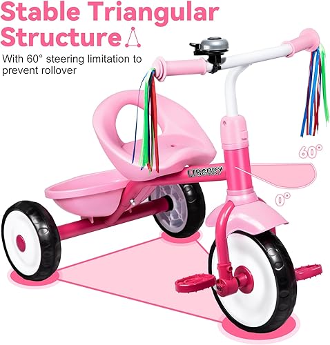 Miniatura 2 de Liberry Triciclo para niños de 2, 3 y 4 años, triciclo para niños con campana, cesta trasera y pedal extraíble, 3 ruedas en bicicleta, juguetes de