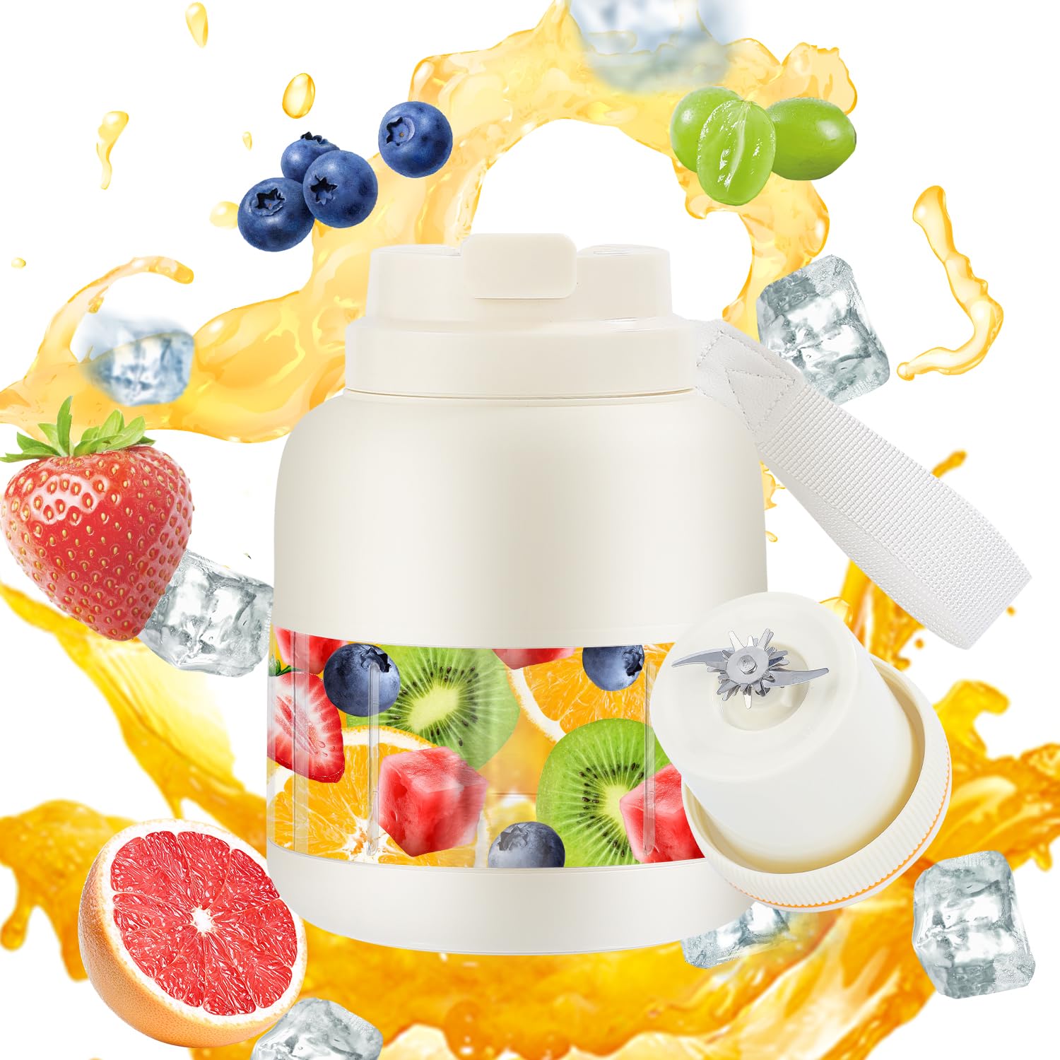 Photo 1 of 27oz Portable Blender – Rechargeable Juices Smoothie Protein Drinks Shakes Maker Personal Travel Blender Fitness, Travel,Pre-Workout Office, Gym, Camping, Outdoor Use (White)
