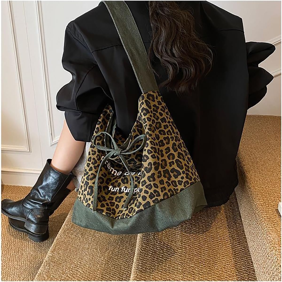 NCDUANSAN Advanced retro women's leopard print handbag, commuting shoulder bag, double-sided bag, versatile and fashionable - Image 7