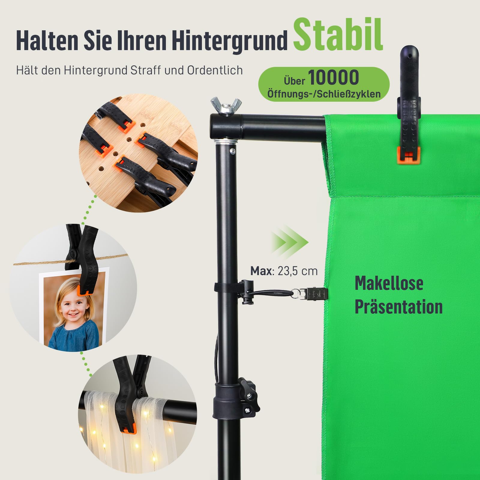 Fotohintergrund Ständer Set 3x2m – Verstellbares Hintergrundsystem für Fotografie, Foto Hintergrund, Backdrop Stand, Hochzeit & Party Deko mit Tragetasche