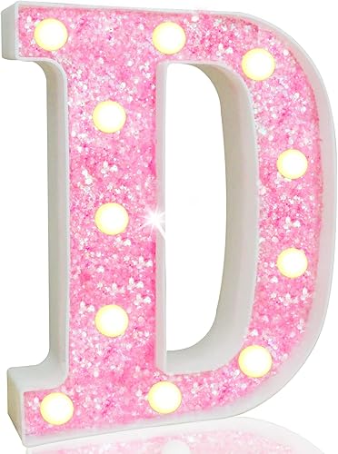 Miniatura 136 de Pooqla - Luz de números con iluminación LED rosa, funciona con pilas, con brillantina, para decoración de fiestas de cumpleaños y hogar Blanco cálido