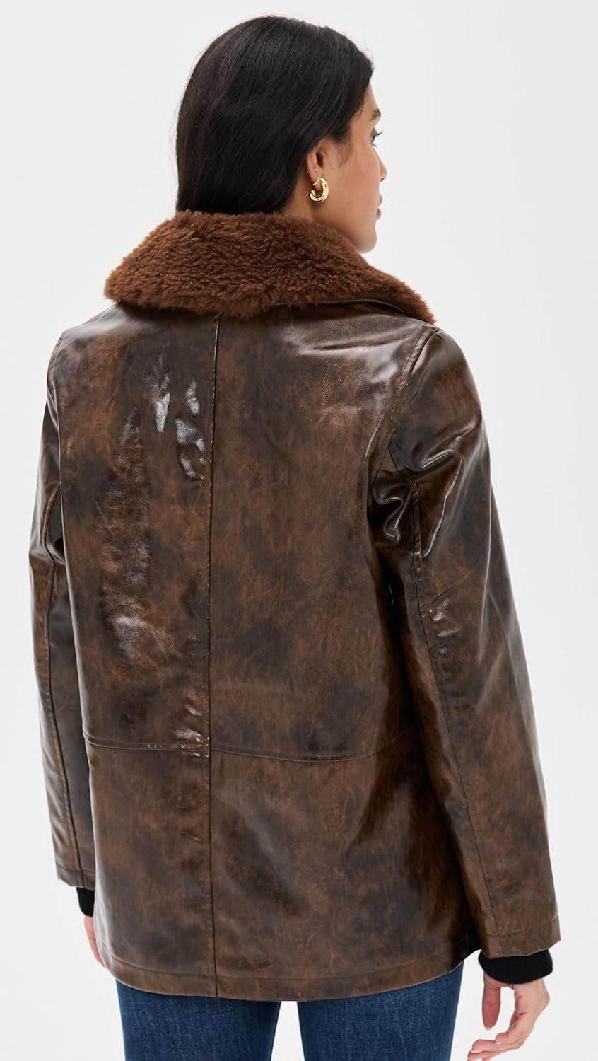 Avec Les Filles Women's Faux Leather Relaxed Aviator Jacket - Image 3