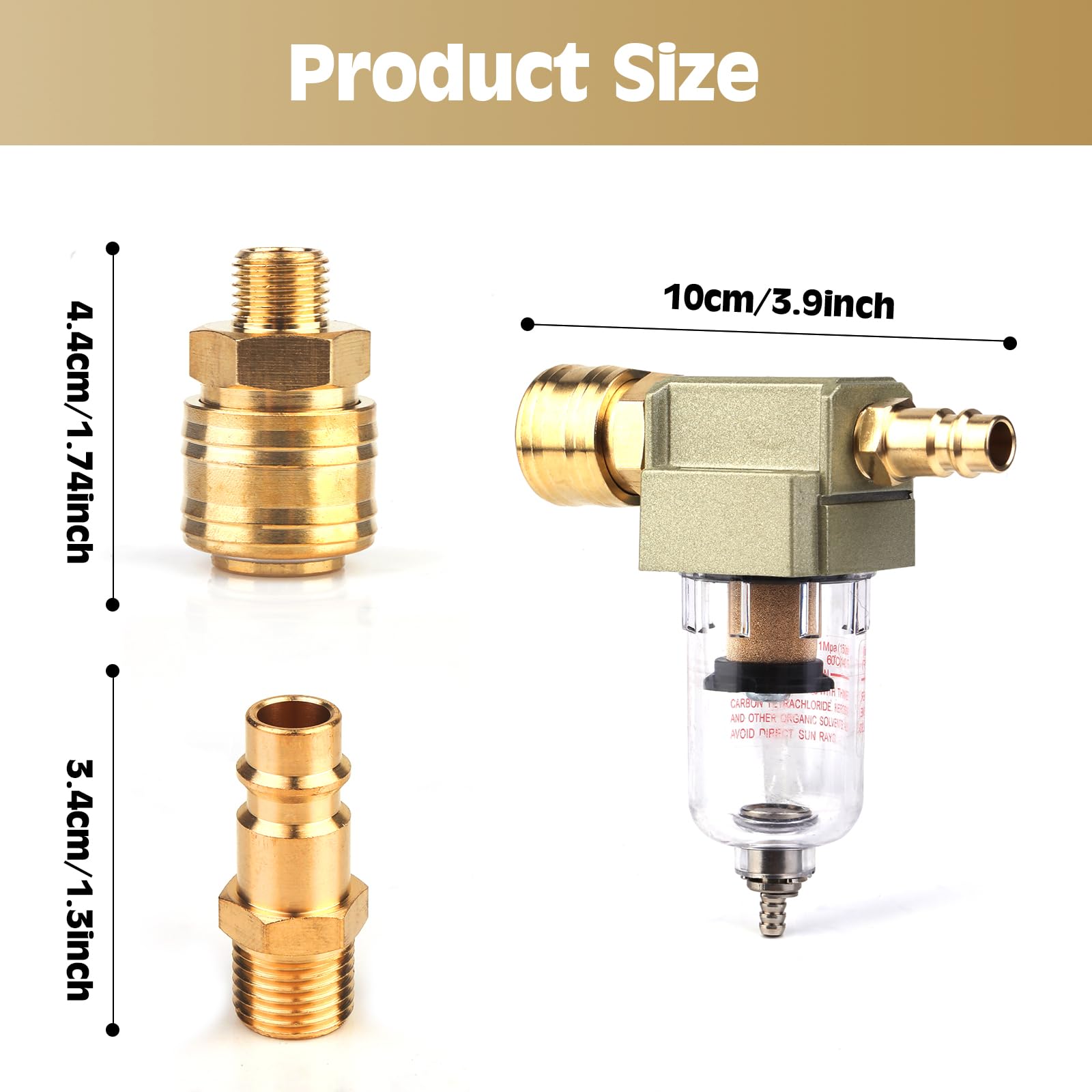 Filtro Separatore Olio-Acqua Per Compressori | Modello AF2000-02 | Attacco 1/4" | Filtrazione 0,04 Mm | Con Staffa E Raccordo - Foto 4