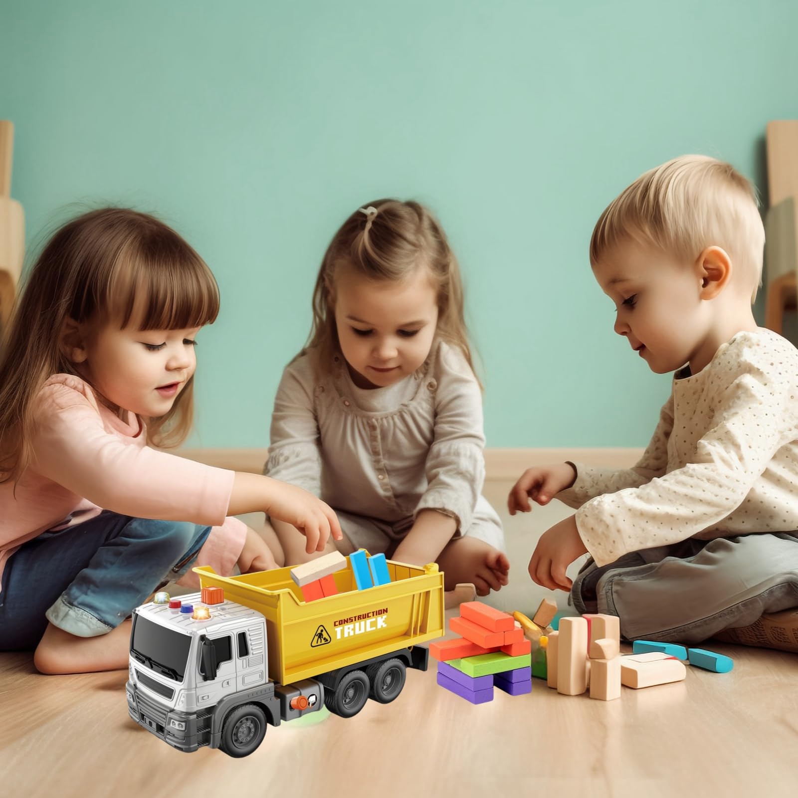 Scala 1:16 Autoribaltabile,Grande camion Giocattolo,Camion Dumper,Dumper Ribaltabile,Cassone Ribaltabile,Dump Truck con Luci e Suoni Funzione Camion Giocattolo Regalo per Bambini 3 4Anni