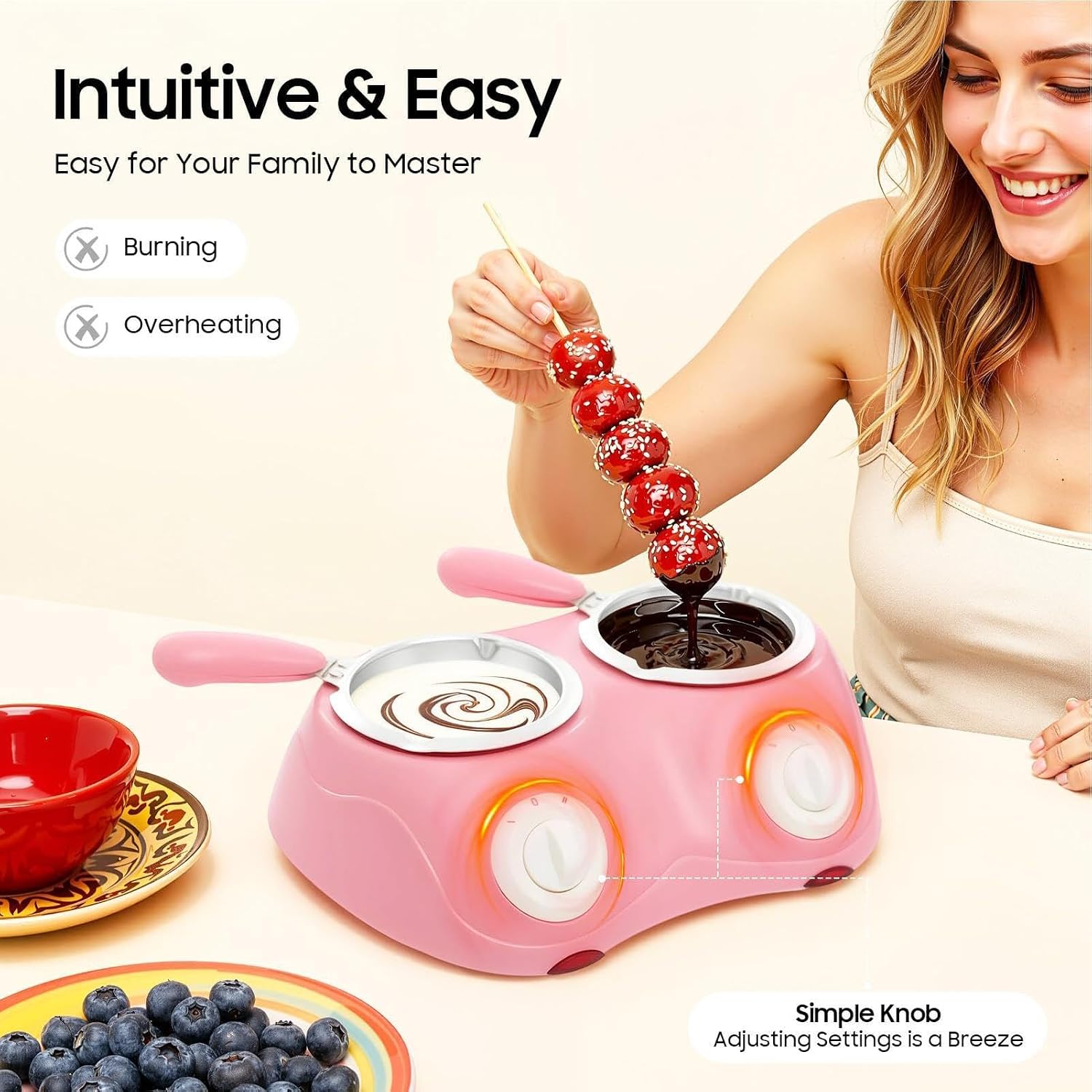 Chocolate Melter - Candy Melter with 2 Gear Temperature Control,Melting Chocolate Pot - for Home Parties Kitchen Dipping Cake Strawberry Wax Candle