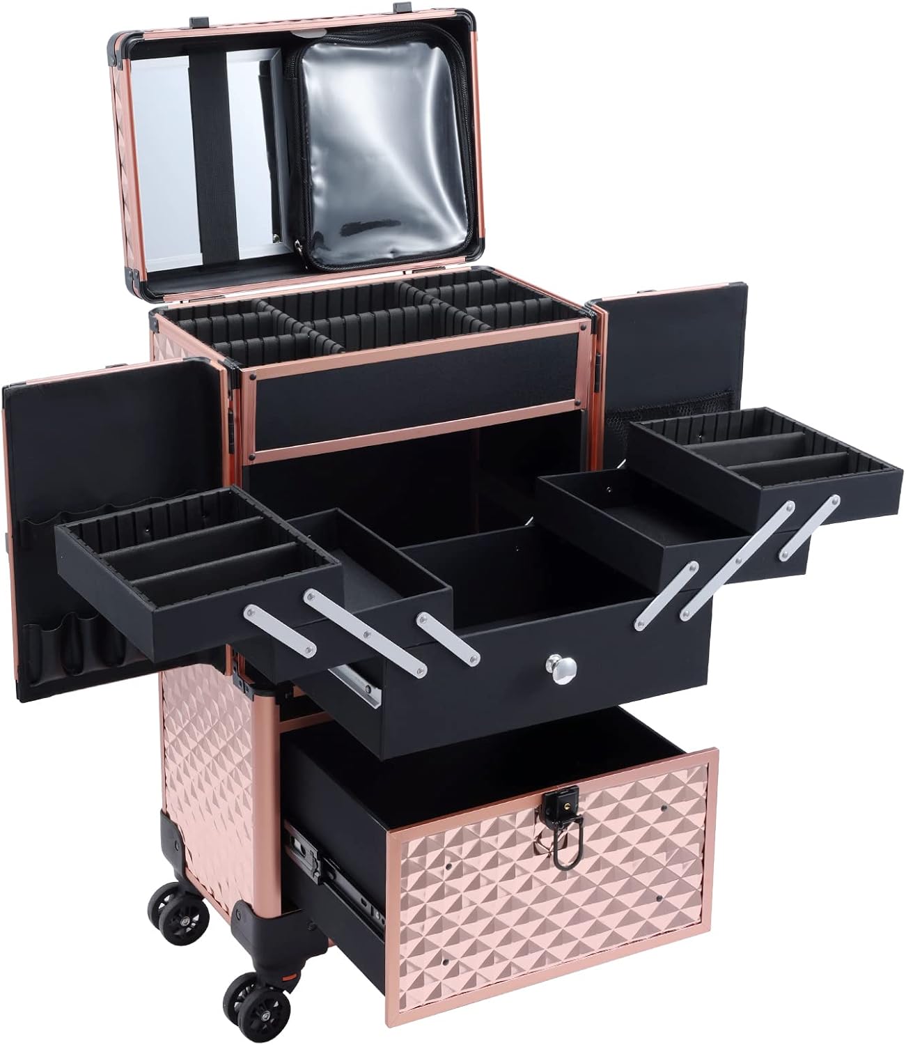 Adazzo Professional Makeup Artist Rolling Train Case Multi