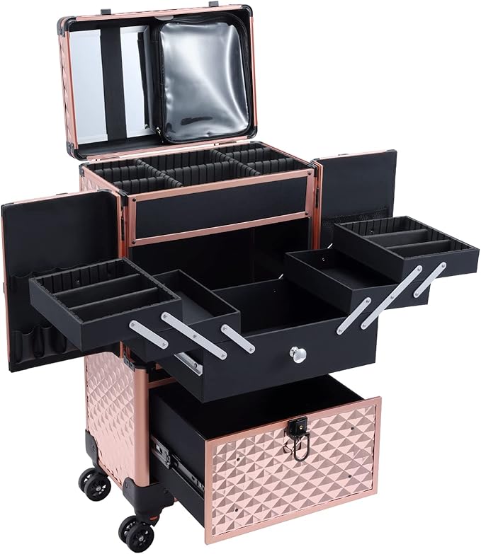 Adazzo Professional Makeup Artist Rolling Train Case Multi