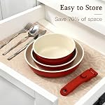GIPP 11PCS Pots and Pans Set Non Stick,Nonstick Cookware Set Detachable Handle,Ceramic Pots for Cooking Non Stick with Removable Handle, RV Cookware Set, Red Black Gradien