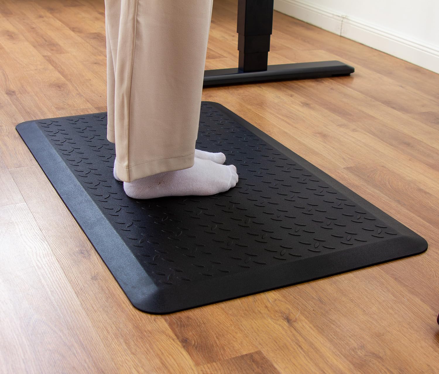 Ergolutions® Ergonomie Stehmatte - Anti-Ermüdungsmatte, rutschfest, wasserfest, PU-Schaum, Memory-Funktion, große Oberfläche, ideal für Büro und Homeoffice, ergonomisches Design, schwarz
