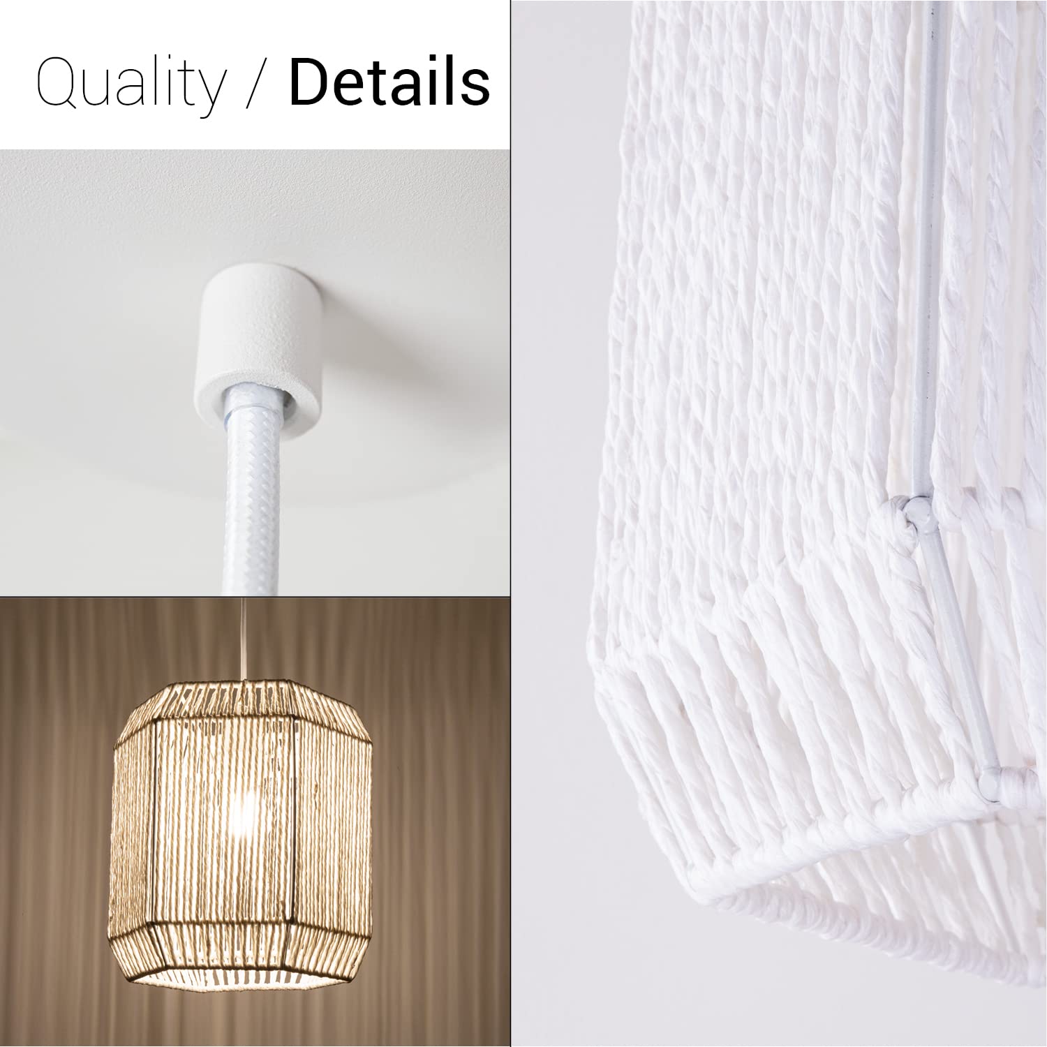 Paco Home Sospensione LED Per Soggiorno Camera Da Letto Sala Da Pranzo Paralume Carta E27, Colore:Holz (25cm), Tipo di lampada___Colore:Luce a sospensione - Bianca