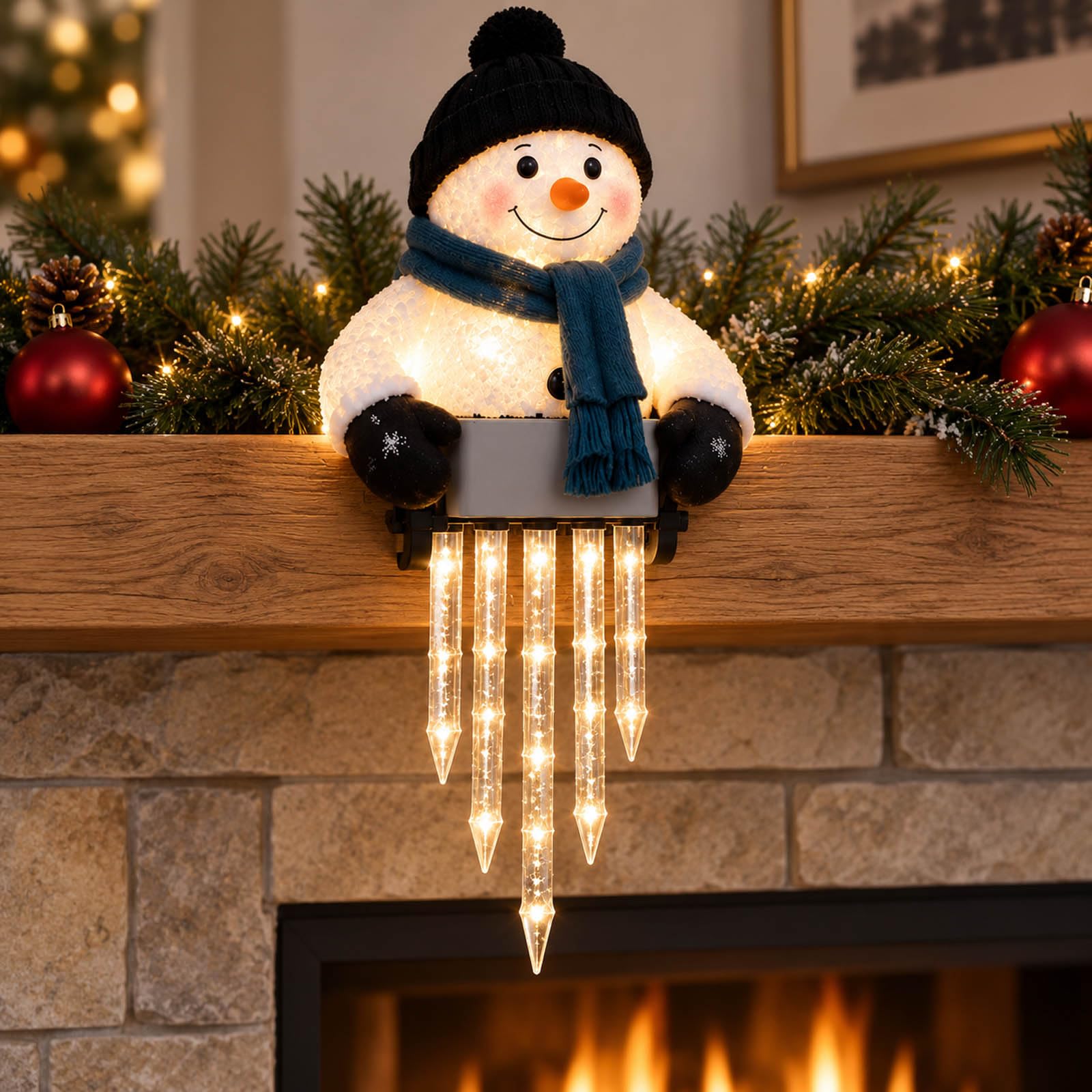 Decorazione Natalizia a Forma di Pupazzo di Neve WinterGlow con Effetto ghiacciolo, per Esterni (1 Pezzo)