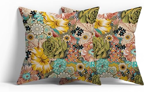 Miniatura 10 de Fundas de almohada con patrón bohemio de doble cara, fundas de almohada retro con diseño floral de mandala hippie, decoración retro, fundas