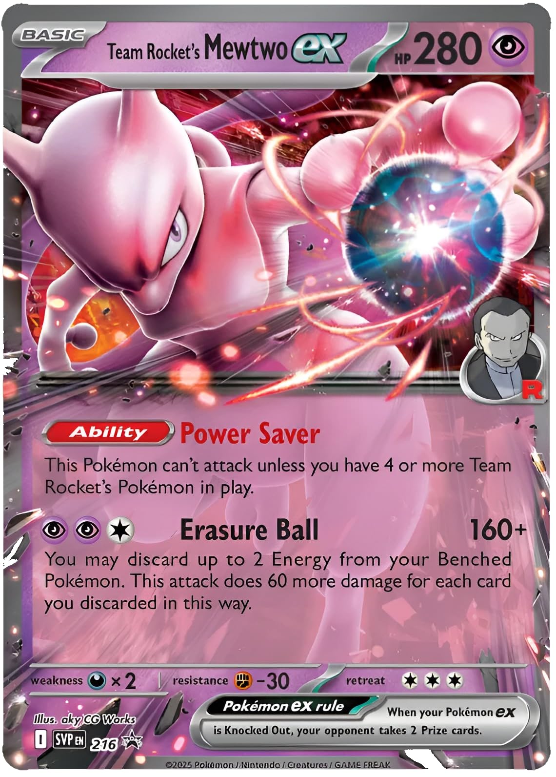 Team Rocket's Mewtwo ex SVP216 Double Rare Pokemon Card | Destined Rivals | Pokemon TCG Scarlet & Violet Promo Series | Titan Authenticated