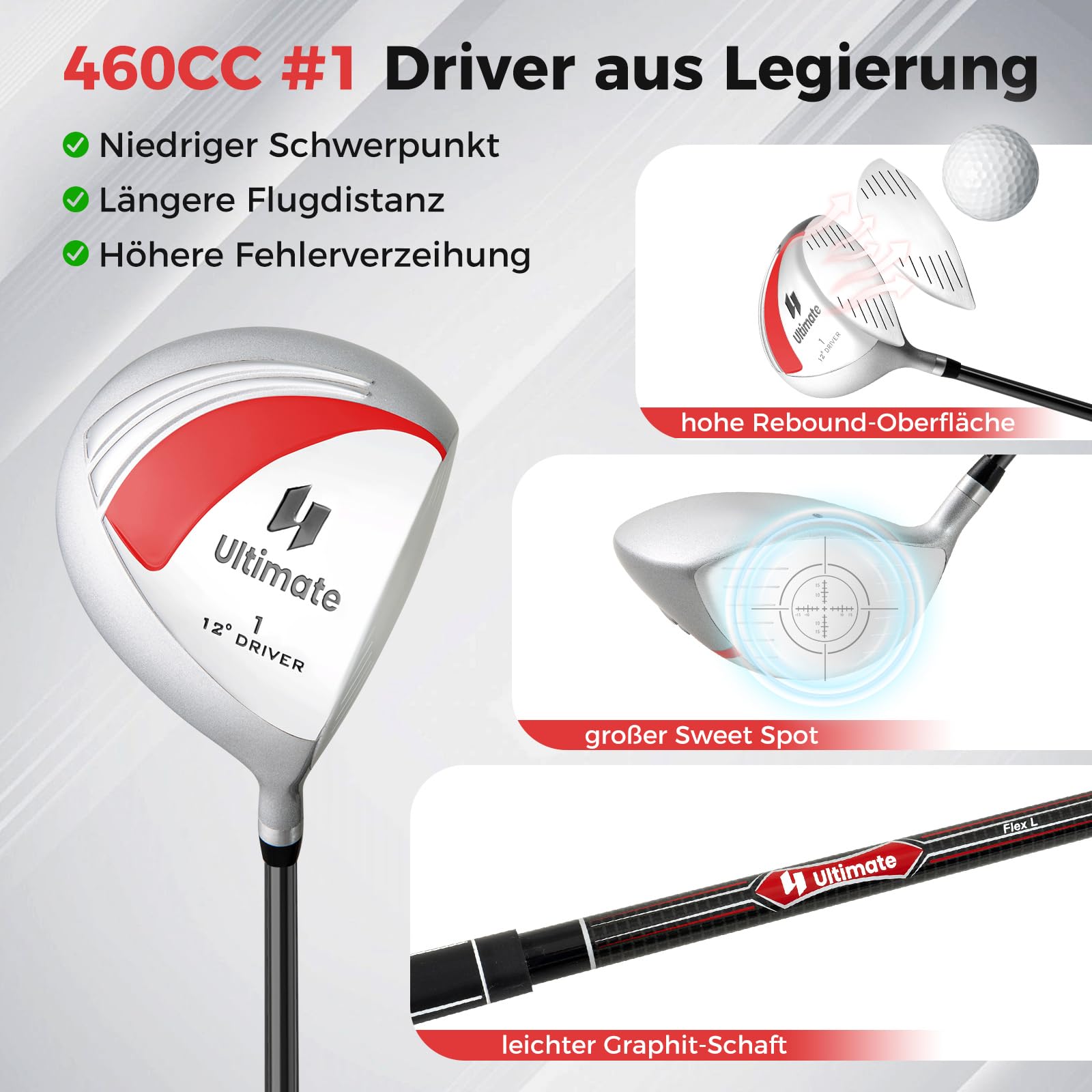 COSTWAY Kompletny zestaw kijów golfowych dla kobiet praworęcznych, zestaw kijów golfowych z 460 CC 1 Driver, 3 Fairway, 4 hybrydowe, 6/7/8/9/P, putter, 3 kapturki na rakiety i torba do przenoszenia