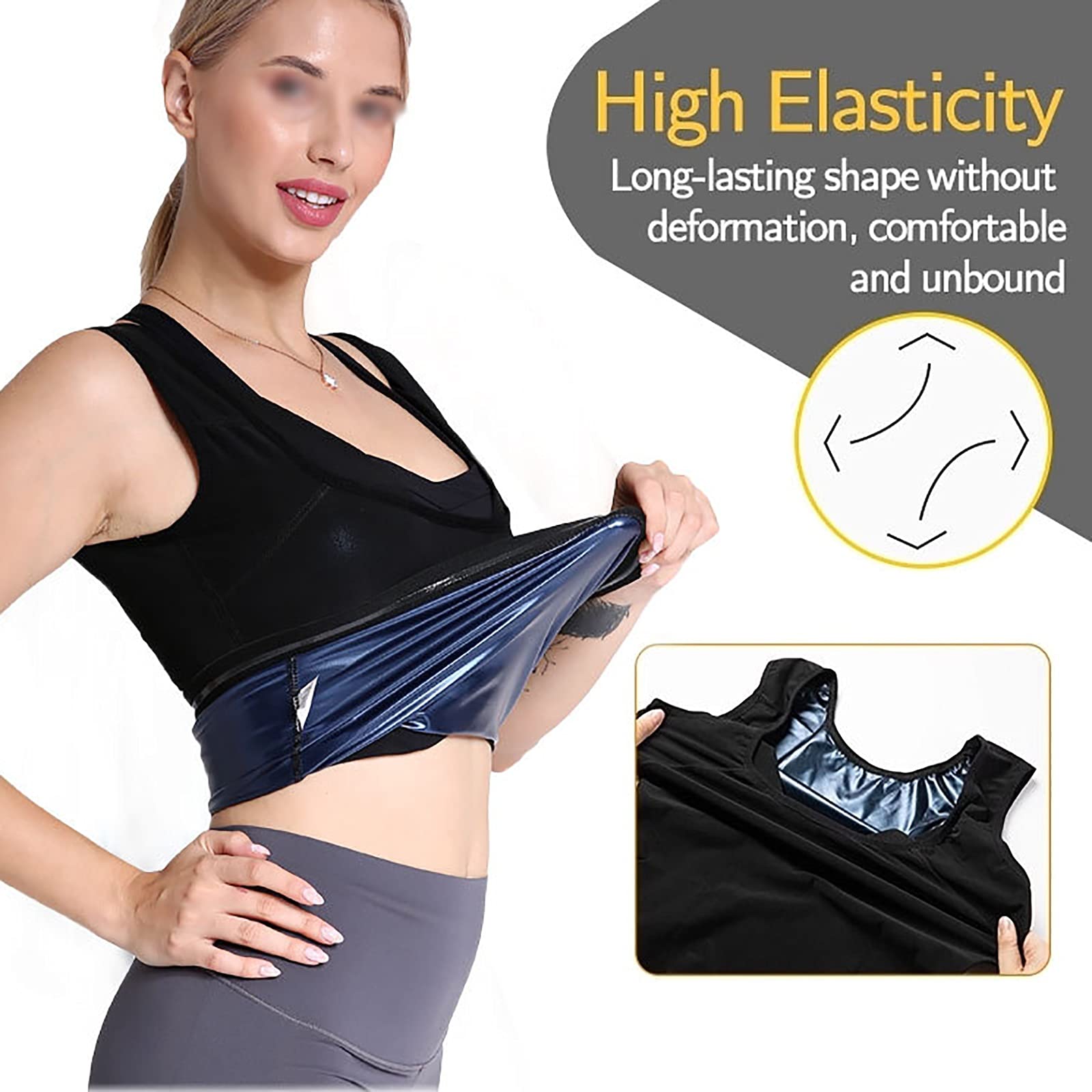 G&F Damska kamizelka dresowa do sauny Trener talii Trener Tank Top Body Shaper Polimer wyszczuplający Bielizna modelująca (kolor: Czarny, rozmiar: L/XL)