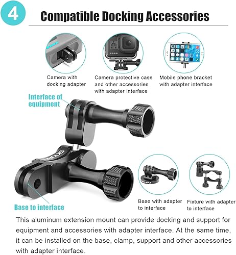Miniatura 5 de Aluminum Ball gopro Handlebar Mount, 360 Rotation and Lock Any Direction, Shock-Resistant, Compatible with Gopro Hero 13 12 11 10 9 8 DJI Osmo