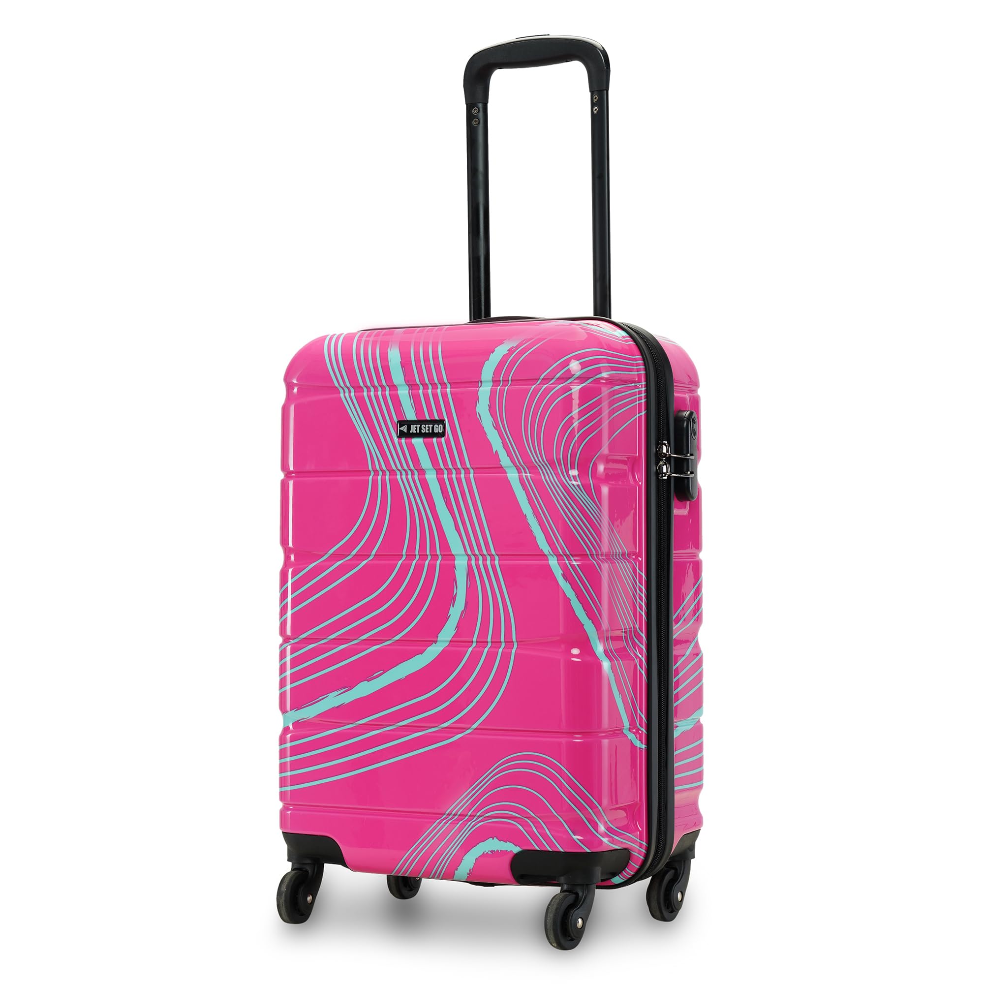 Jet Set Go Peso Hard-Sided Polycarbonate Printed Cabin Pink 20 inch |55cm 4 Wheels Spinner Trolley Bag, Small