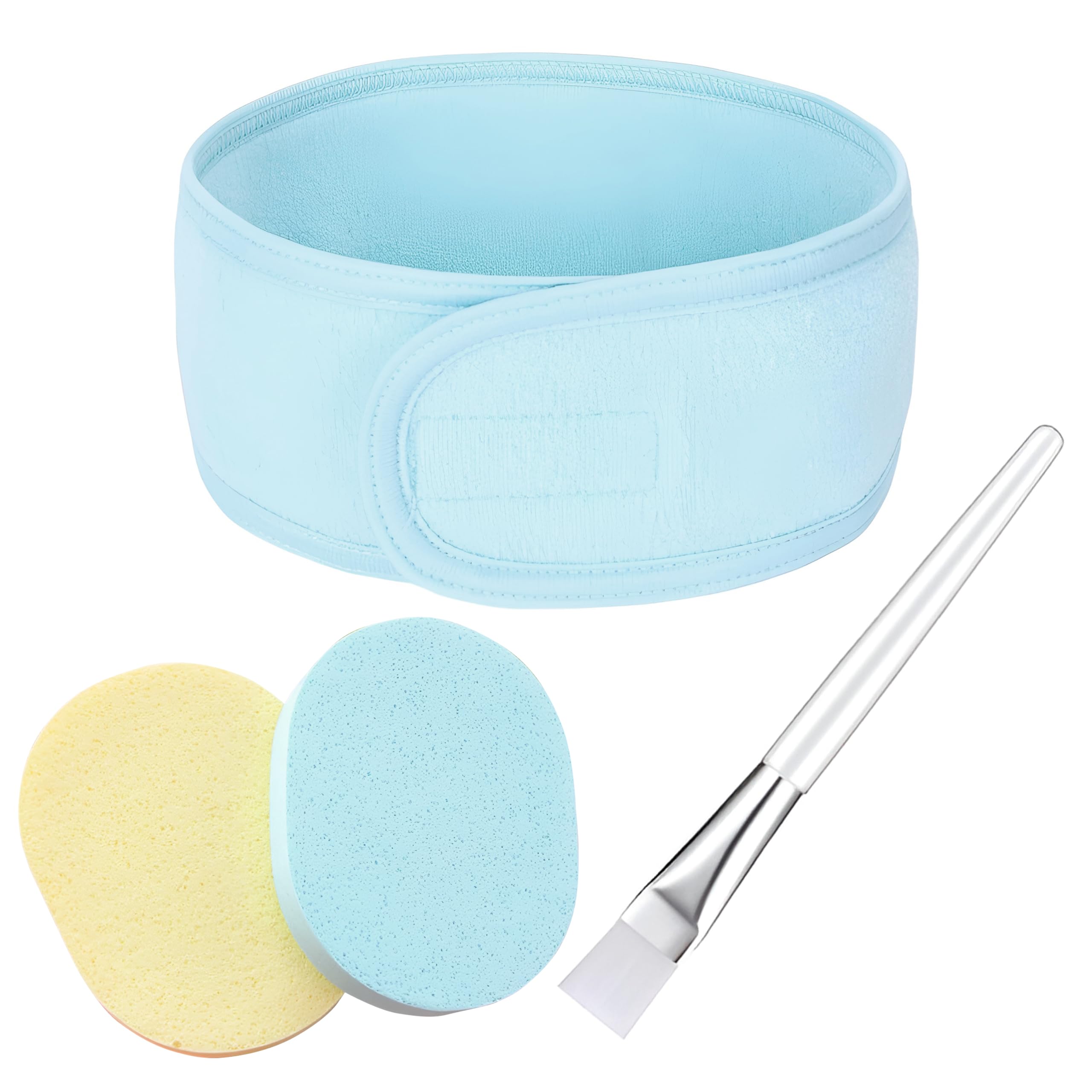 NFI essentials Face Pack Brush with Spa Headband and Facial Cleaning Sponge for Women & Girls Makeup Removing Cosmetic Beauty Tool Kit for Salon, Home, Parlour