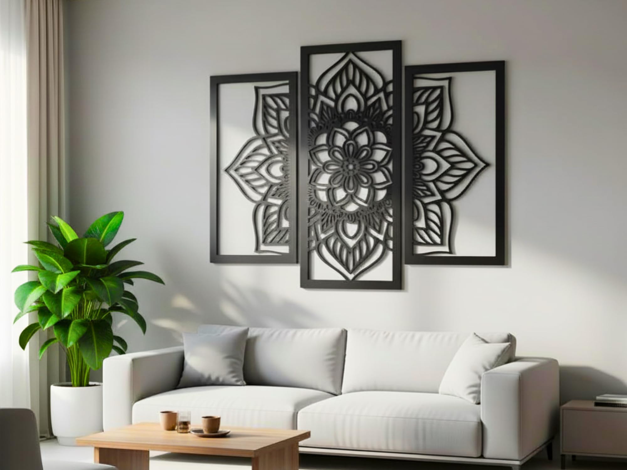 VAILLA Mandala da Parete Quadri Moderni Soggiorno – Legno 3D Casa XXL Arte