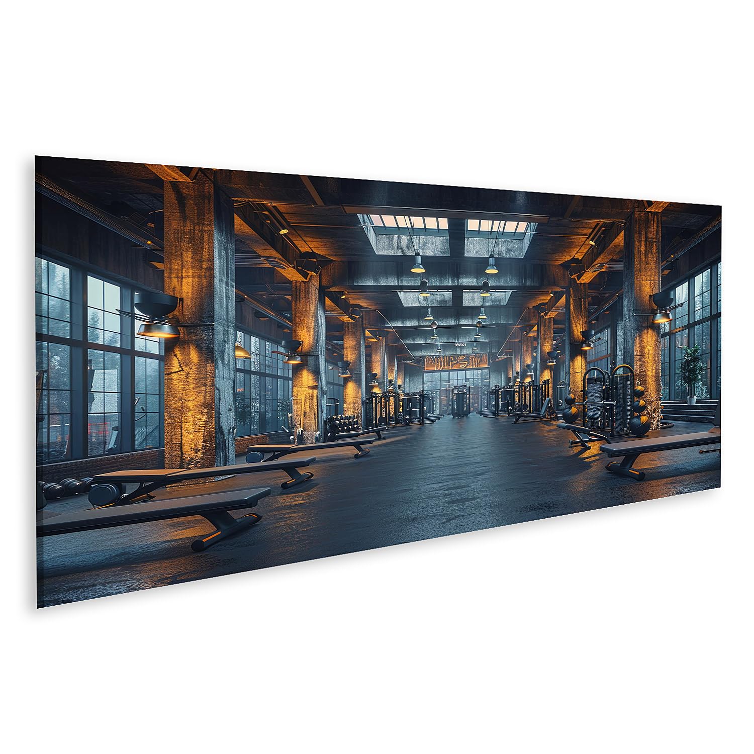 islandburner Prime Quadro su tela Palestra moderna in stile industriale con illuminazione per gli appassionati di fitness palestra palestra Immagini murali poster