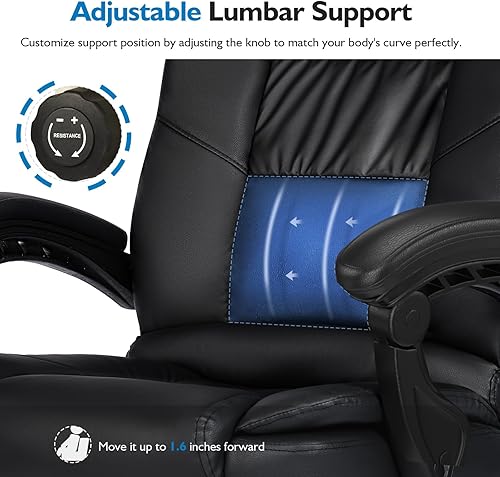 Miniatura 3 de Silla de oficina reclinable con reposapiés, silla de oficina de masaje de vibración de 6 puntos, silla de oficina ergonómica con soporte lumbar