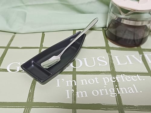 Miniatura 6 de Juego de 2 cucharas de café y reposo, soporte para cuchara de café en forma de barco para cafetería, barra de té, soporte para cuchara de café,