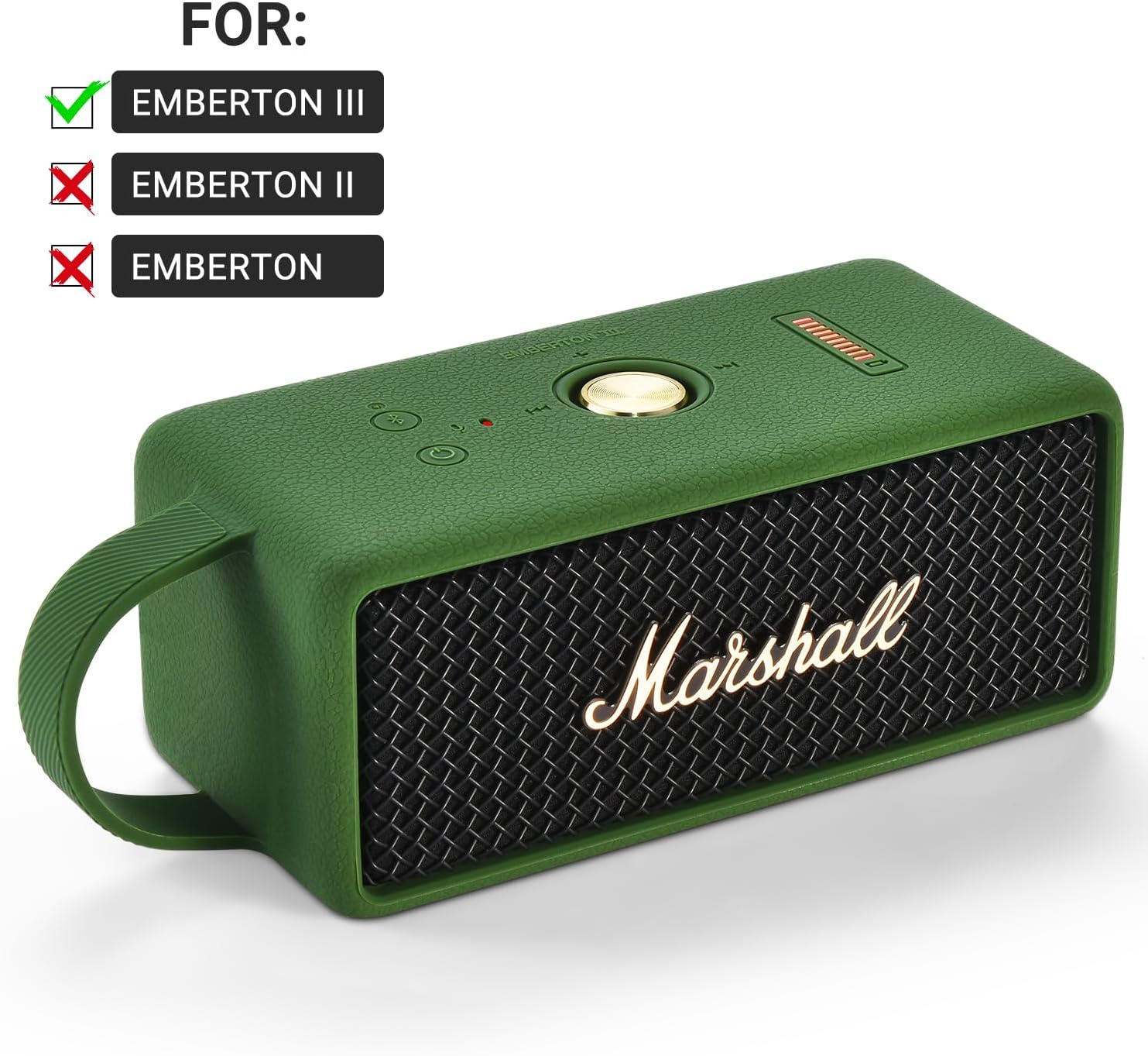 Silicone Cover Case for Marshall Emberton III Portable Bluetooth Speaker,for Marshall Emberton 3rd Travel Protective Skin Shell Carrying Bag Accessories(Green Case) - Image 2