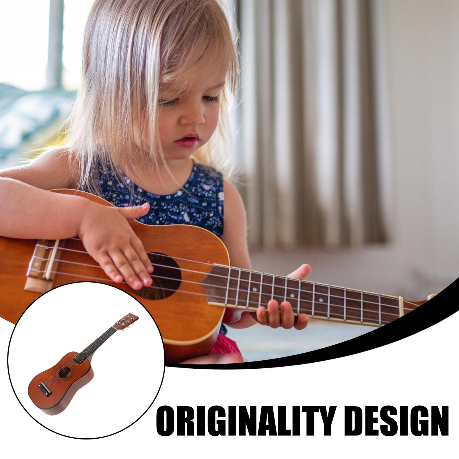 DECHOUS Guitarra de Juguete Infantil de Madera Color Café para Niños Principiantes Función Educativa para Inspirar Interés Musical y Aprendizaje Temprano