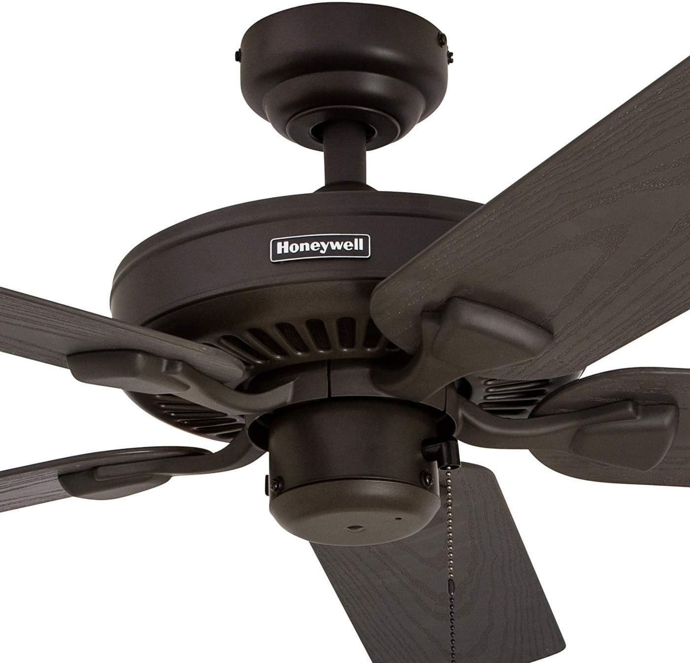 Honeywell Ceiling Fans Belmar 52 Inch Ceiling Fan Without Light, Outdoor Ceiling Fan with Pull Chain, Tri-Mount Traditional 5 Blade Design, ETL Wet Rated, Bronze (50199-01) - Image 6