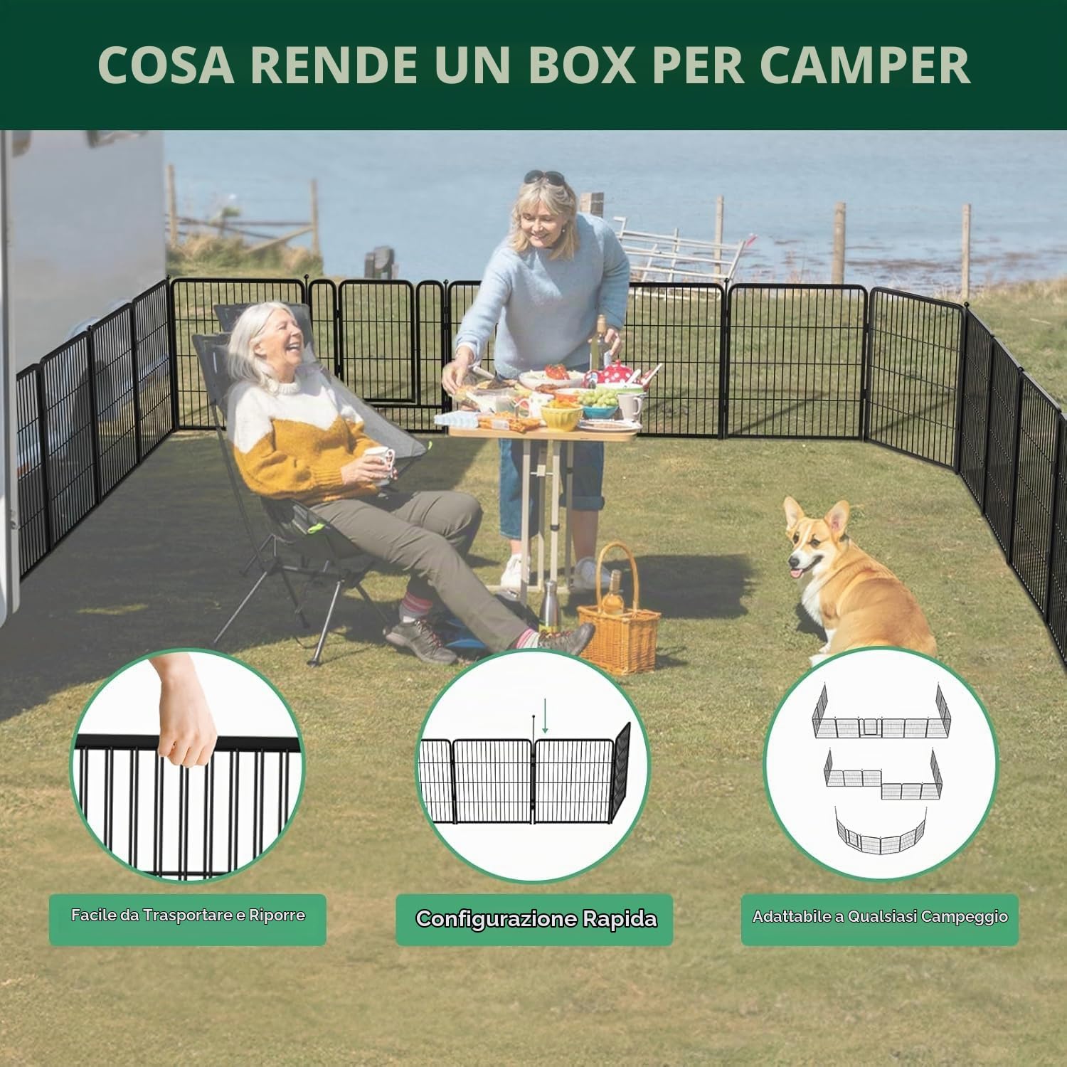 Recinto per Cani,Recinto per Cani da Interno,12 Pannelli 60x60cm,Recinto per Conigli Pieghevole in Metallo,con Porta,Recinto Regolabile,Recinzione per Animali Domestici,per Cani,Gatti e Conigli