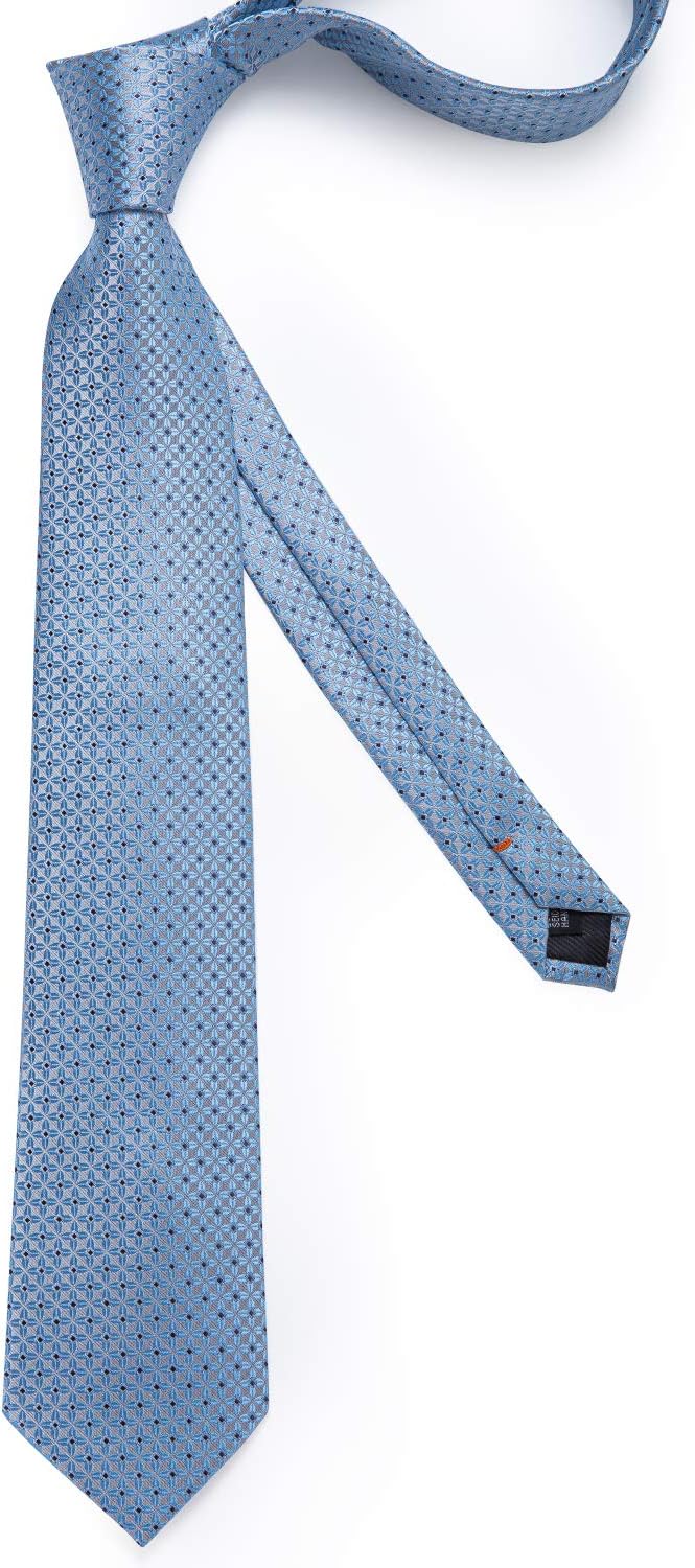 DiBanGu Mens Tie Set Silk Solid Paisley Necktie and Pocket Square Cufflinks Classic Formal Ties for Men Wedding Party - Image 5