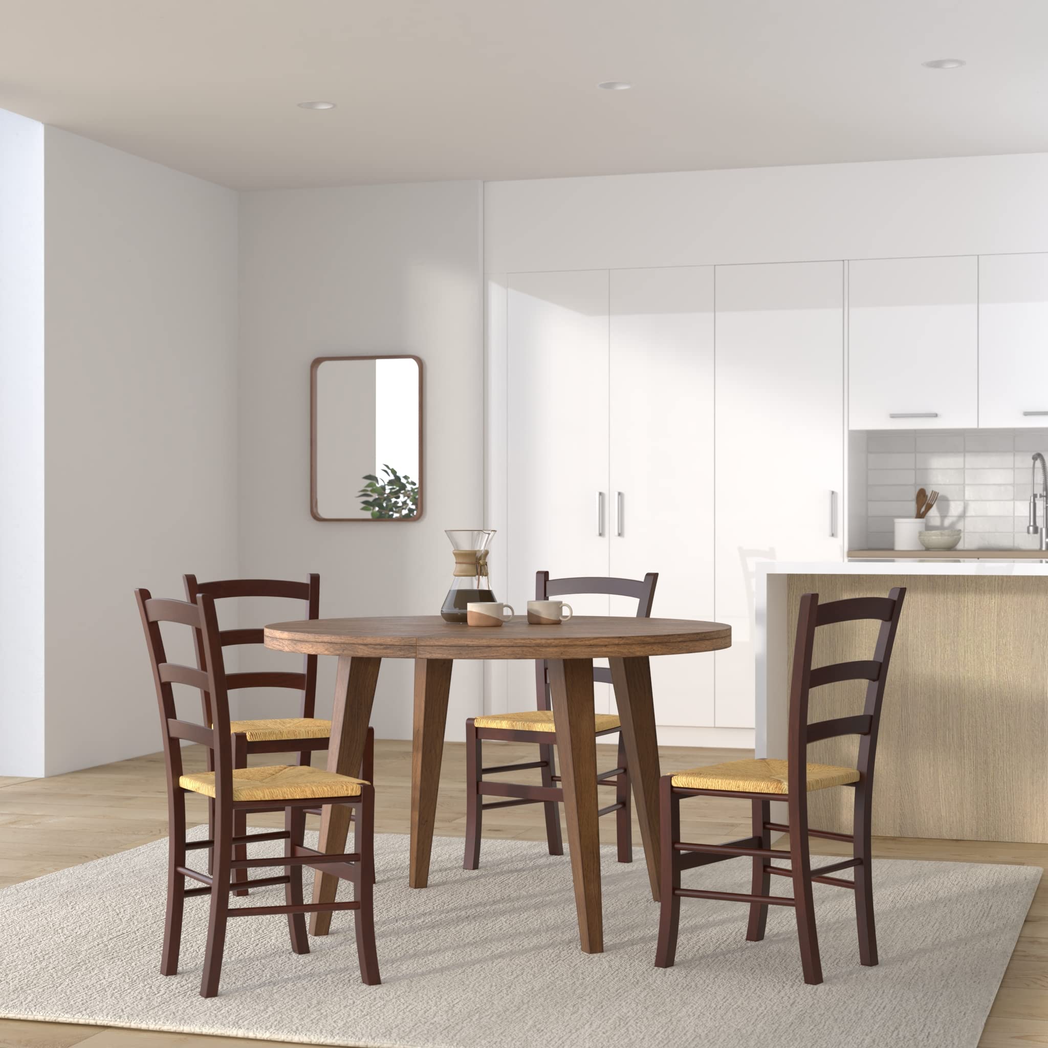 t m c s Tommychairs - Set 4 sillas Venezia para Cocina y Comedor, Estructura en Madera de Haya Color Nuez y Asiento en Paja