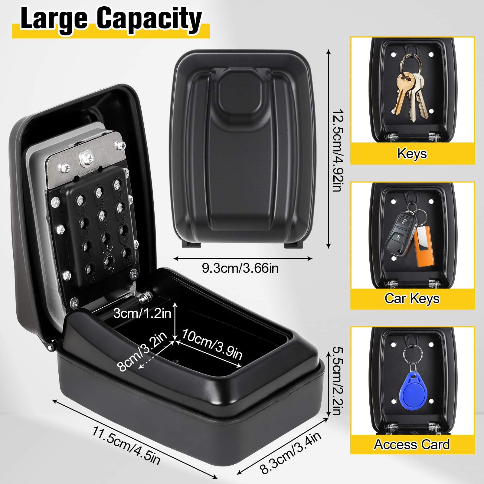 Key Safe Wall Mounted Outdoor, Police Approved Secure Key Lock Box Outdoor with 12 Digit Combination - Image 4