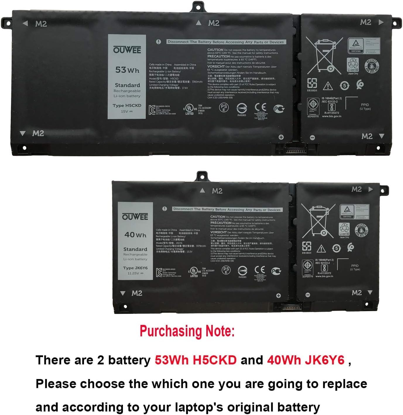 15V 53Wh Wiederaufladbarer Laptop-Akku H5CKD JK6Y6 Für Dell Inspiron 5401 5509 5408 5402 5502 5505 5409 5400(2-IN-1) Serie