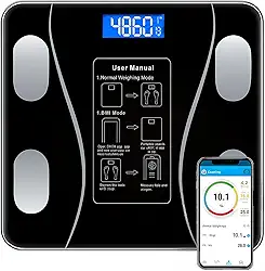 Balança Digital de Bioimpedância com Bluetooth e Aplicativo, Análise Corporal e Medição de Gordura, Suporta até 180kg