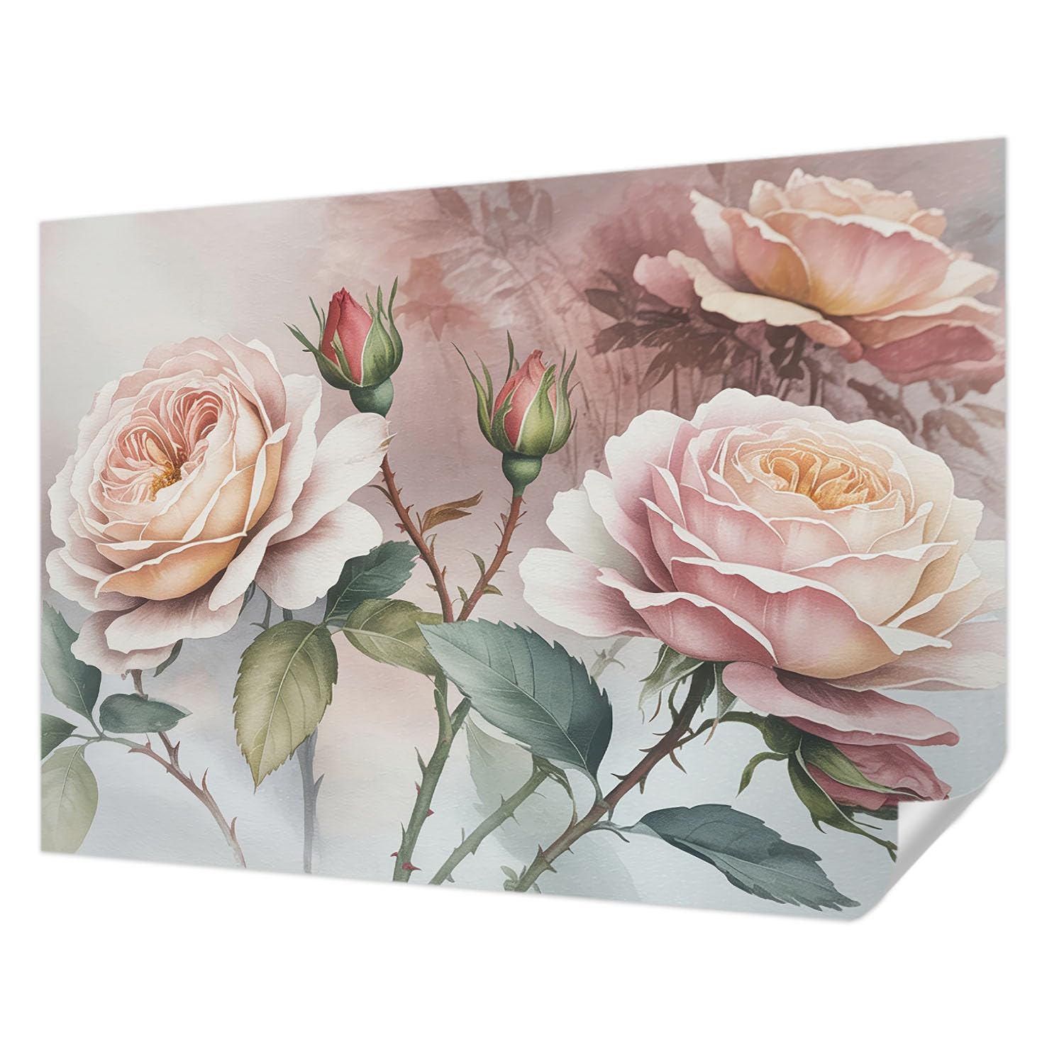 Papier peint autocollant roses pastel pour chambre à coucher déco murale Tulup 208x146